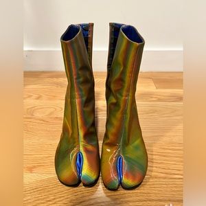 Maison Margiela Tabi Holographic Leather Ankle Boots